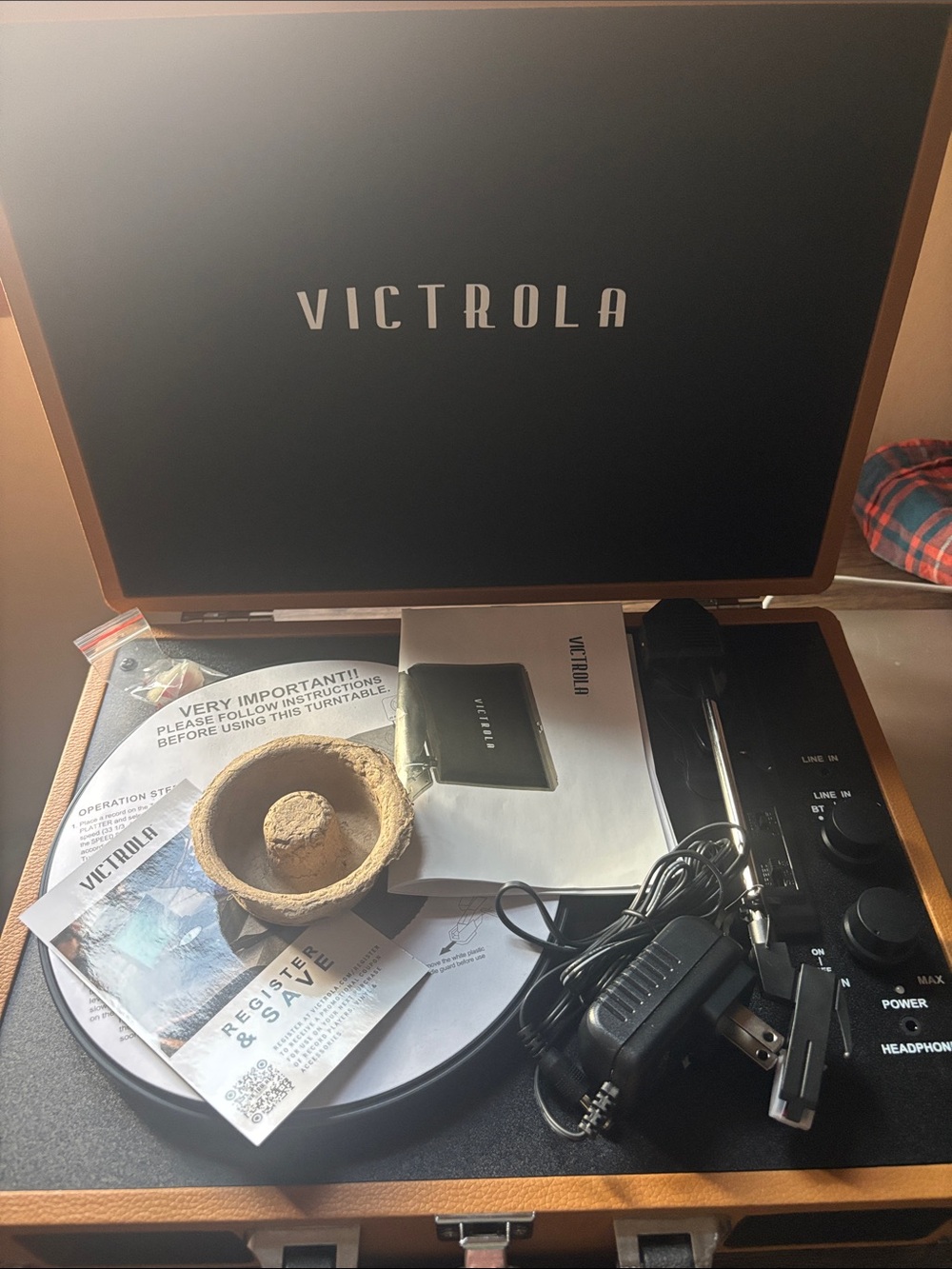 Victrola Bluetooth Portable Turntable in Brown